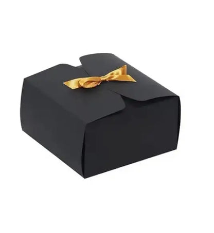 Black gift box with ribbon closure